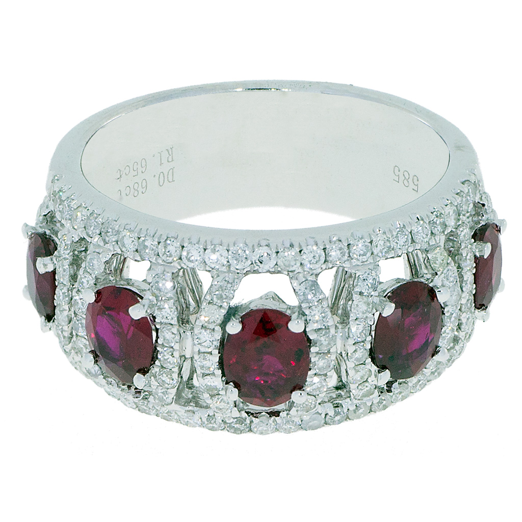 Ruby Diamond Ring -top-tilt- South Bay Gold