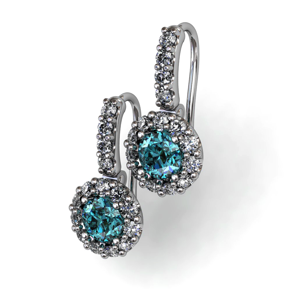 Diamond Aqua Marine Earrings