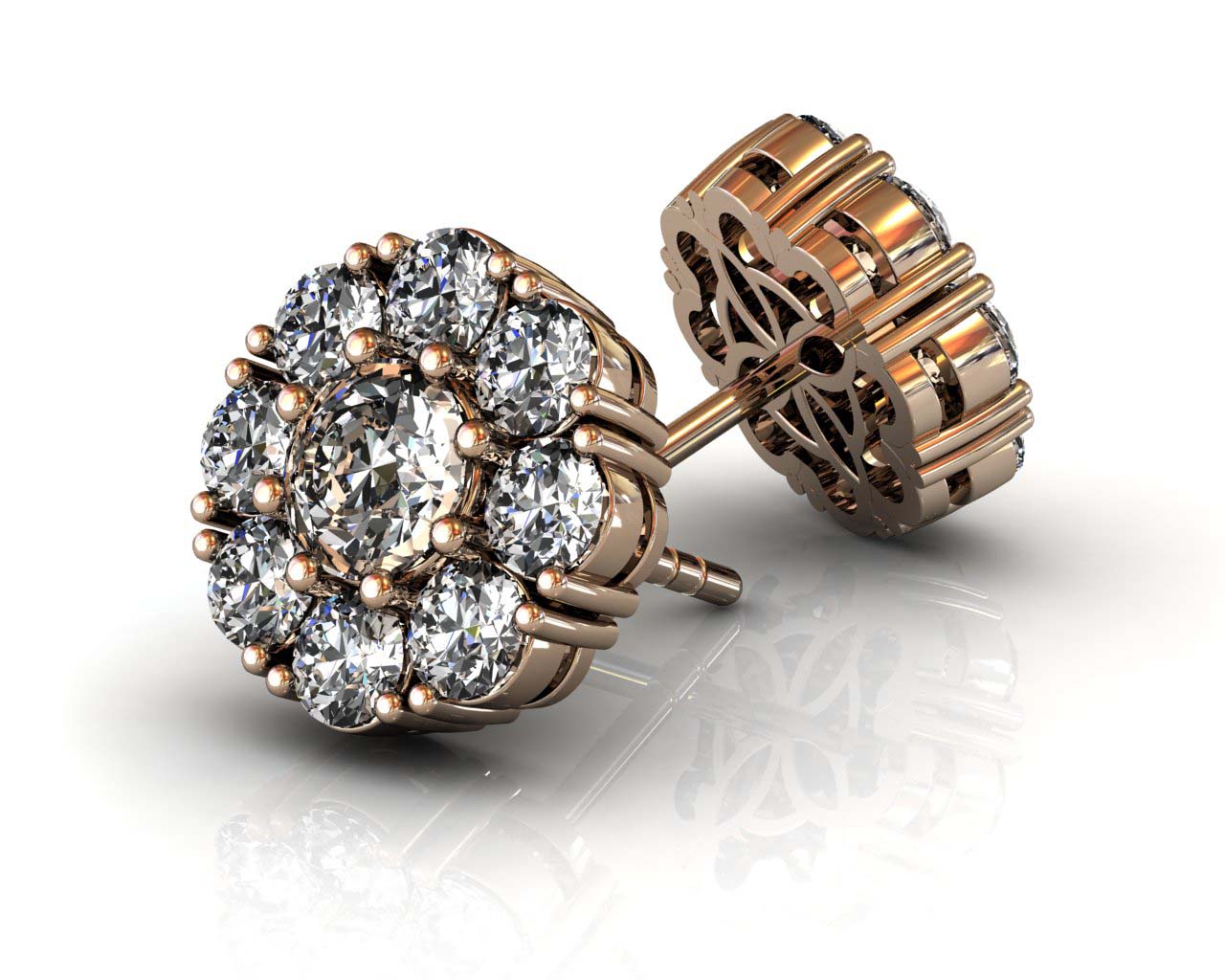 Florette Diamond Stud earrings Rose Gold-SBG