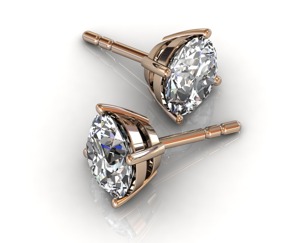 diamond stud earrings in rose gold