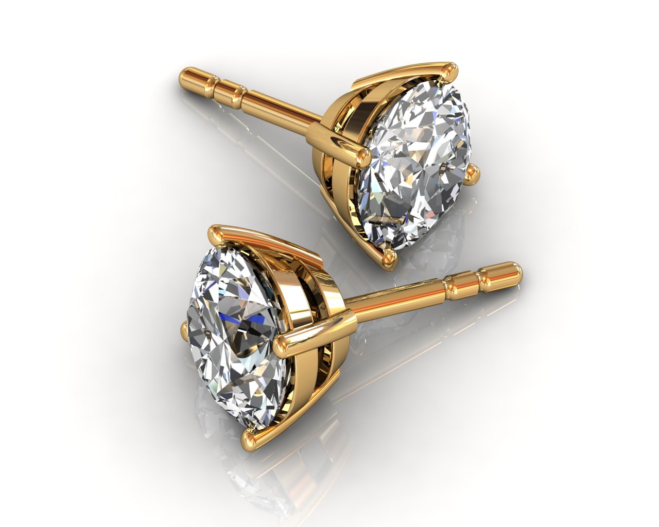 diamond stud earrings in yellow gold