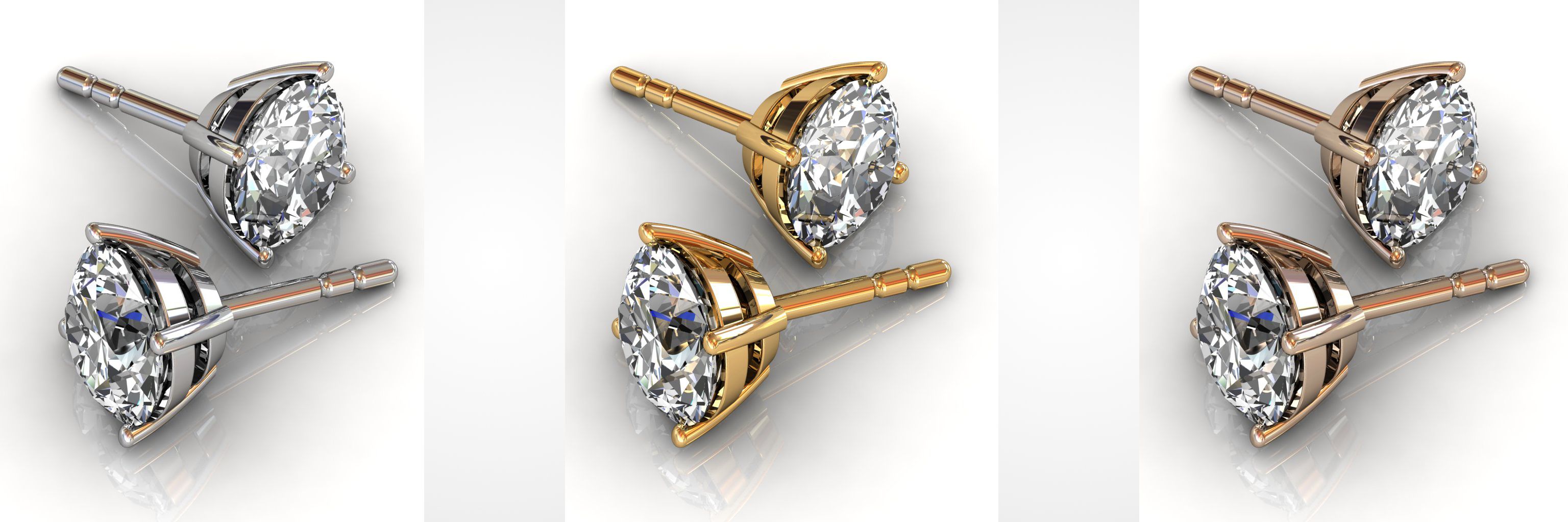 diamond stud earrings - in yellow, rose, or white gold