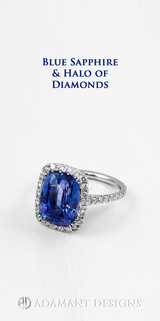 Adamantine Blue Sapphire Custom Designer Rings - 90048