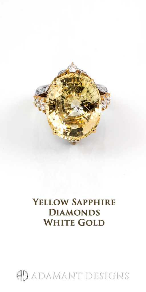 Adamantine Custom Design Yellow Sapphire Diamonds Rings - 90210