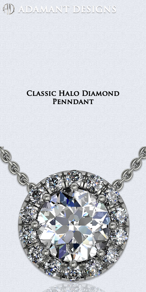 Classic Halo Diamond Pendants - Los Angeles